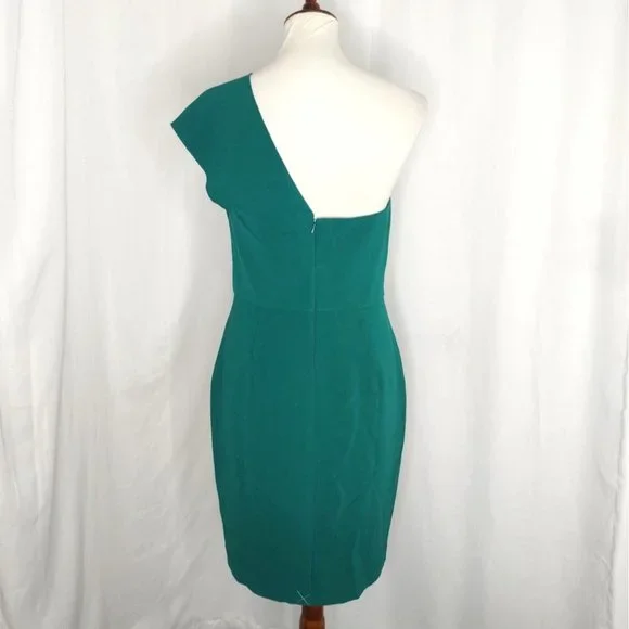 Ann Taylor Dress Green 6 One Shoulder Sheath Party Holidays - Picture 6 of 13
